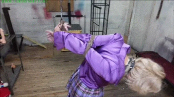 Hunters Lair Bondage - Horny blonde MILF leather cord strappado bound orgasms (MP4 HD 6000kbps).webp