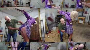 Hunters Lair Bondage - Horny blonde MILF leather cord strappado bound orgasms (MP4 SD 3500kbps).webp
