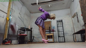 Hunters Lair Bondage - Horny blonde MILF leather cord strappado bound orgasms (WMV HD 8000kbps).webp