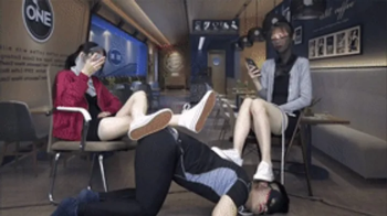 The female boss has beautiful feet and dirty shoes, stomping and humiliating the boss, and stepping on the cock to ejacu.webp