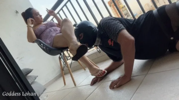Goddess Lohan - Worship My Feet and Lick My Dirty Slippers While I Enjoy the View and Smoke My Cigarette - PT2.webp