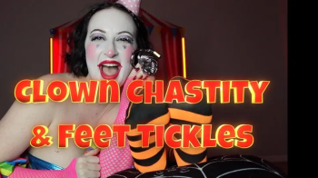 Clown Chastity and Female Feet Tickling.webp
