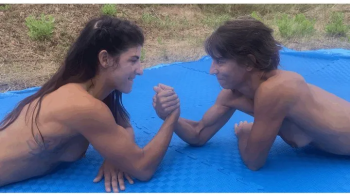 Part 1 Bianca Blance vs Kiniku in a nude arm wrestling.webp