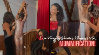 Duda Leal and Olli play at mummifying and scaring a slave (720 EN-sub).webp