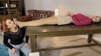 Stella Lies On Her Back In Creamy Skirt And Weronika Tickle And Lick Her Feet In Tan Pantyhose - Full - UHD 3840x2160.webp