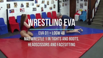 Eva 01 - Mat Wrestle 1 in Tights and Boots, Headscissors and Facesitting.webp