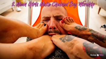 2 Mean Girls Make Chained Boy Worship (femdom foot gagging) - Spanish (sub-English), WMV, HD720.webp