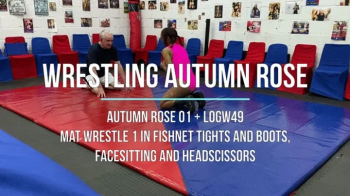 Autumn Rose 01 - Mat Wrestle 1 in Fishnet Tights and Boots, Facesitting and Headscissors.webp