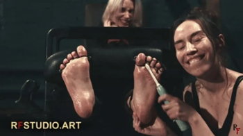 Astrid's Toes Tied and Spread in Stocks - Tickling by Home Girl (FULL HD MP4).webp