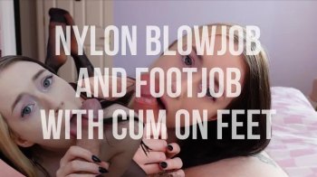 Nylon BlowJob FootJob & Cum on Feet.webp