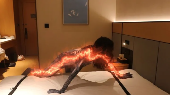 Spider-woman tickled after being caught.webp
