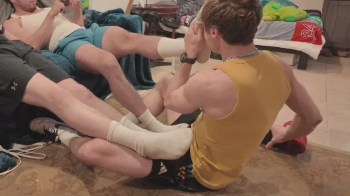 POV Footjob Threesome After Gym with Lobo, James, and Rocky.webp