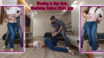 Wrestling in High Heels Humiliating Helpless Bitch's Legs - Belly fetish - Belly punching - Male domination - Belly grab.webp