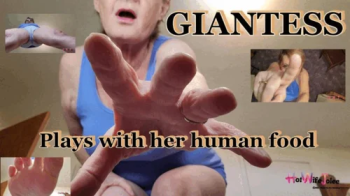 Giantess plays with her human food.webp
