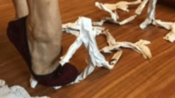 Giantess Aimee Chu Crushing Paper Men In Ballet Flats.webp