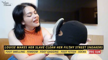 Louise makes her slave clean her filthy street sneakers (720 EN SUB) - Foot Fetish - Sneaker Fetish - Foot Slave Trainin.webp
