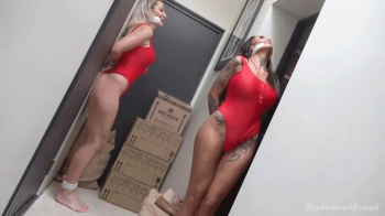 Emma & Rachel in- Trouble at the Tower- Gorgeous LifeGuards Squirm Gagged & Bound Hand & Foot in a StoreRoom!! BUT, Will.webp