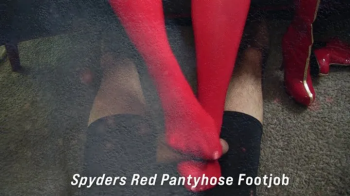 Spyders Red Pantyhose Footjob.webp
