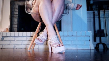 Pale Pink High Heels with STuds on them & Samantha 38g perfect BBW feet.webp