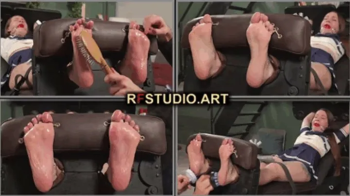 Lada in Stocks with a BallGag - Tickling and Bastinado on Her Bare Feet (UHD 4K MP4).webp