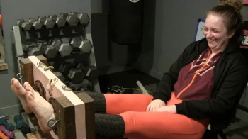 Ok Aly in the stocks, off come the nylons! Insane ticklish feet omg!.webp
