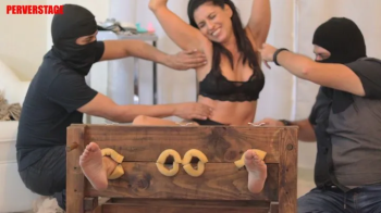 Military girl's feet are punished on the stock (Custom) MP4.webp