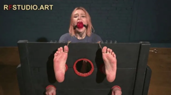 Astrid in Heavy Stocks with a Huge BallGag – Intense Four-Handed Tickling and Bastinado (UHD 4K MP4).webp