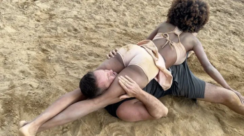 Sand Mixed Scissor Wrestling Escape Match - Yesenia vs Kevin.webp