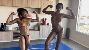Part 2 FIRST TIME EVER Paris Love vs Kirra Blaze in a “EBONY HOTNESS” Oil Wrestling Match.webp