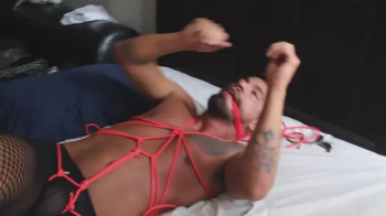 Naughty man wearing pantyhose tied and gagged (Part 5).webp