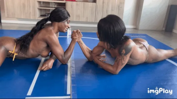 Part 1 FIRST TIME EVER Paris Love vs Britny Mercury in an Competitive Topless Arm Wrestling Match.webp