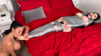 Fresh pedicure mummification foot worship - tied toes, tape bondage, foot worship, vibrator orgasm.webp