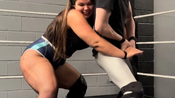 Female throws around male wrestling jobber.webp