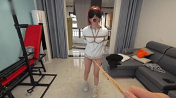 Chinese Bondage Foot Fetish - xy276-Single ponytail sports girl is tied up with ropes and spreads he.webp