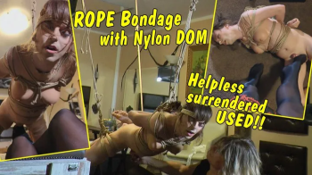 Rope bondage session with nylon tranny dom! Helplessly surrendered used!.webp