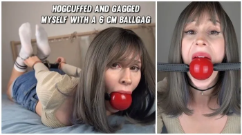 Pinkieneko - Hogcuffed and Gagged Myself with a 6 cm Ballgag (fullHD).webp