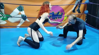 Skilled girl in leather top vs very skinny guy part 2.webp