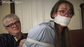 Madalynn Raye is secured in rope for the security system testing 4K- David Andrews ties up Madalyn with Rope & Gags her.webp