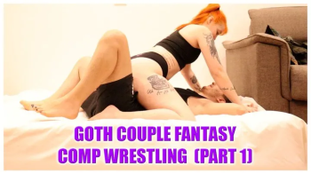 Mel Fire vs Aster Black - goth couple semi competitive wrestling match.webp