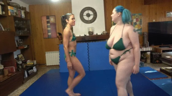 Brigit Hart and Alice Mayflower Wrestle in Teenie Green Bikinis.webp