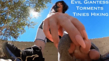 Evil Giantess Torments Tinies Hiking WMV - Outdoor Public Fantasy Worshiping Sweaty Feet and Armpits.webp