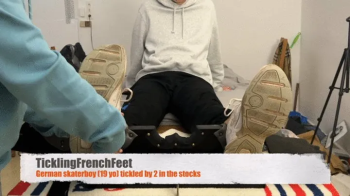 19 yo German skaterboy tickled by 2 in stocks (Full HD).webp