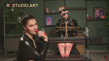 Foxy - A Tickle Toy - Tickling in a Catsuit, Toe press, Huge Ballgag and Nosehook (FULL HD MP4).webp