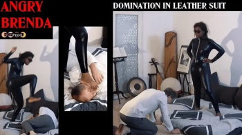EBONY GODDESS BRENDA MAKES FOOT DOMINATION, TRAMPLING AND KICKS IN LEATHER SUIT (480p).webp