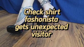 Couple wrestling - checkshirt fashonista gets a visitor.webp