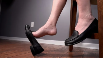 Side View Shoeplay Dangling Black Leather Loafers FootPlay - Kylie Jacobsx - MP4 1080p HD.webp
