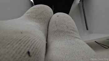 Unaware Giantess Working on Laptop in Socks.webp