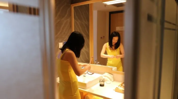 Sneak into the girl's room and catch her tickling.webp