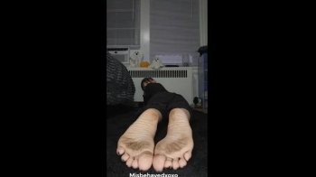 While laying on the floor watching TV I turn around to find my sisters husband jerking off to my dirty soles. Disgusted.webp