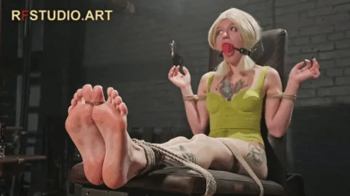 Boltushka - Foot Tickling on the Bench with Large Ballgag (HD 720p MP4).webp